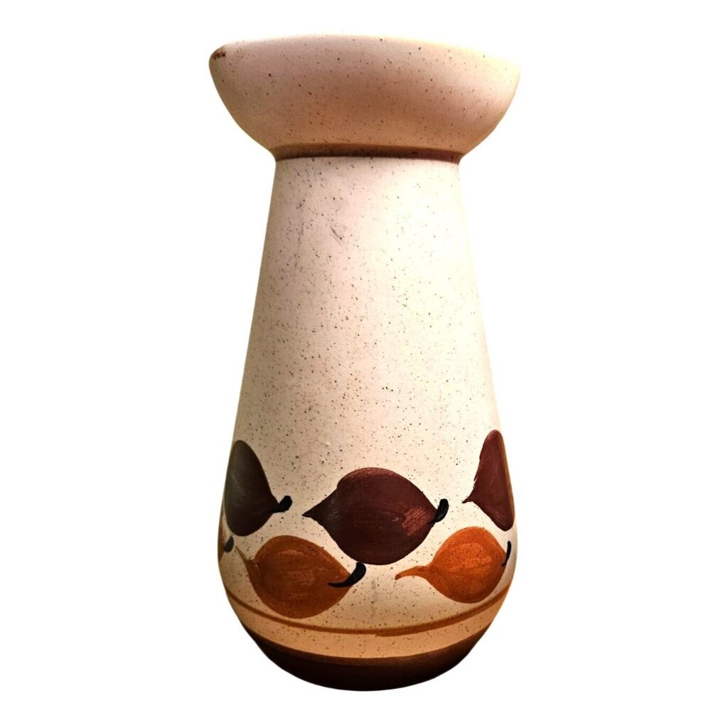 Vintage‎ Vase Secla Portugal Handcrafted Ceramic Brown & Gold Leaf Design MCM